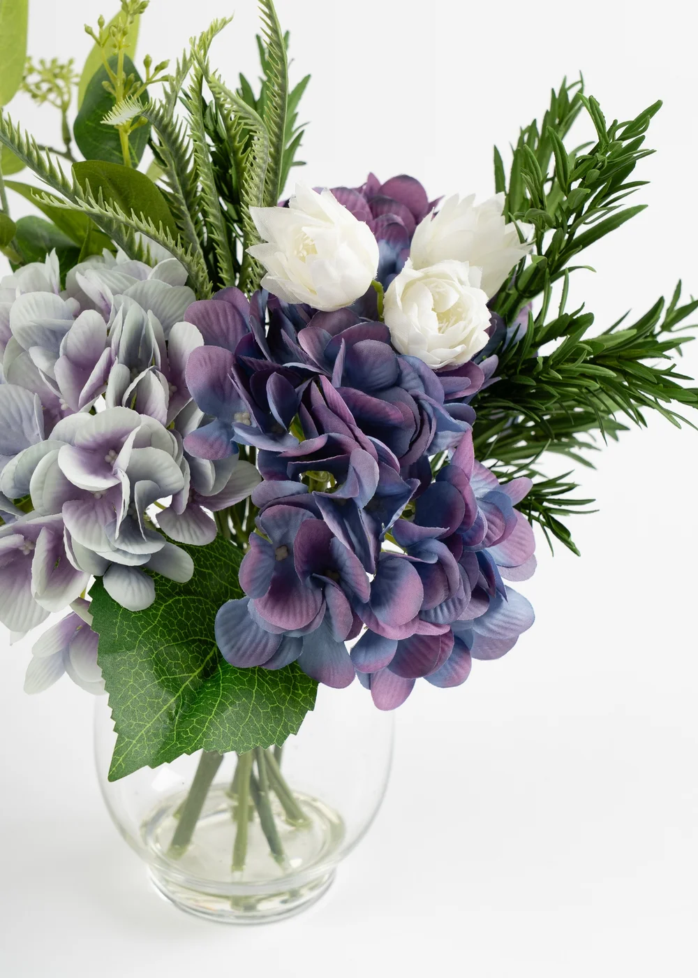 Scottish Everlastings Blue Hydrangeas in Glass Vase 37cm - One Size Image 3
