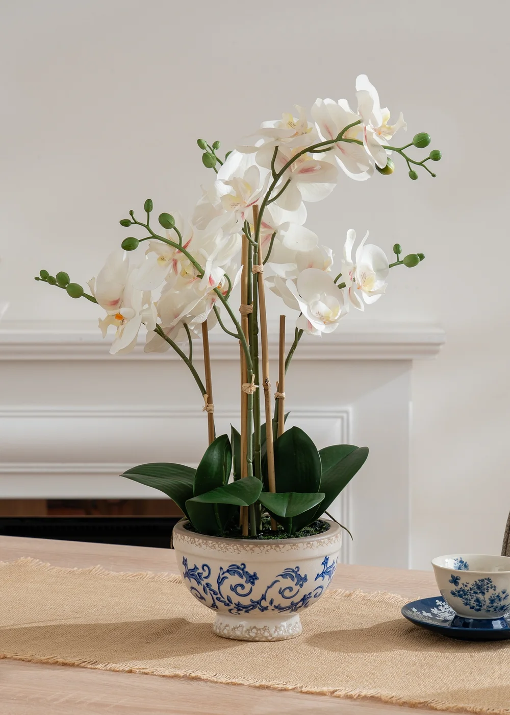Scottish Everlastings Real Touch Cream Phalaenopsis Orchid in Pot 54cm - One Size Image 1
