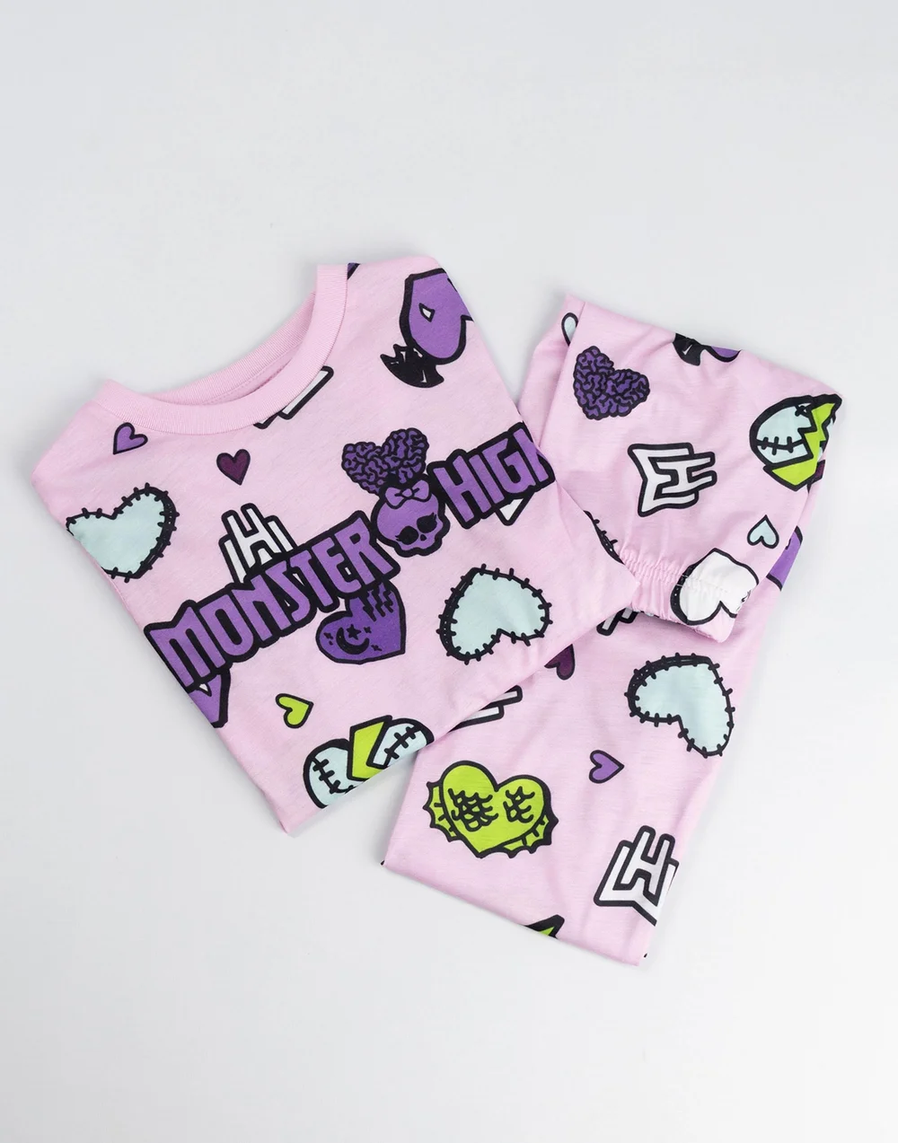 Vanilla Underground Monster High Girls Multicoloured Hearts Long Sleeve Long Leg Pyjama & Jumper 3 Piece Set (3-14 Years) - 3-4 Yrs Image 5