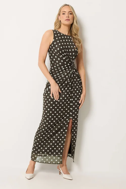 Long Tall Sally Chocolate Brown Polka Dot Twist Maxi Dress - 18 Image 1