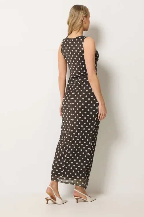 Long Tall Sally Chocolate Brown Polka Dot Twist Maxi Dress - 18 Image 3