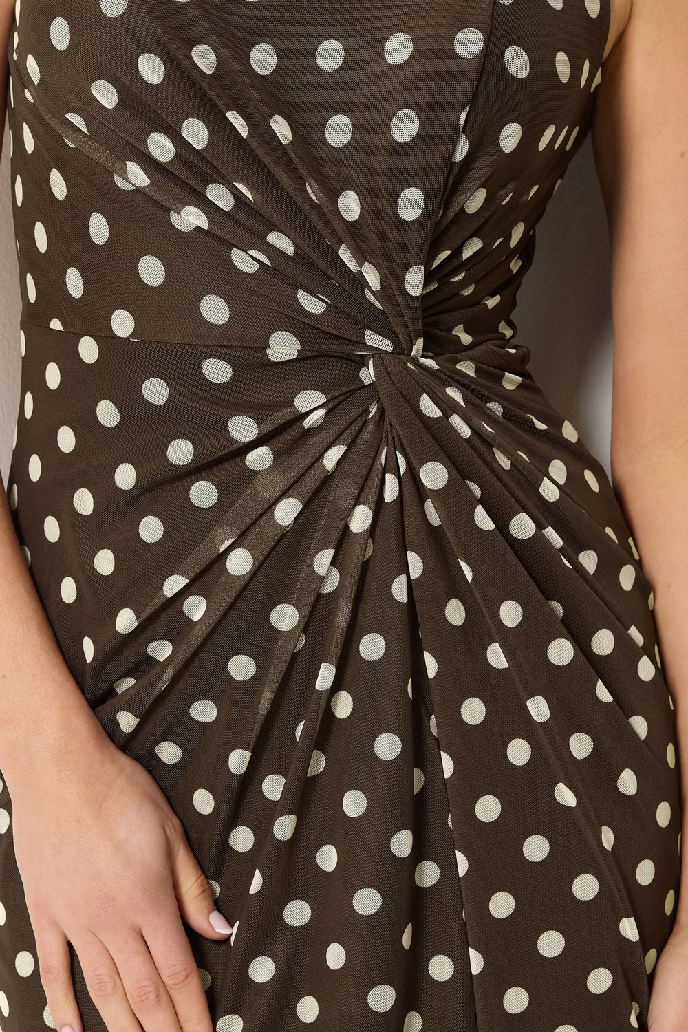 Long Tall Sally Chocolate Brown Polka Dot Twist Maxi Dress - 18 Image 4