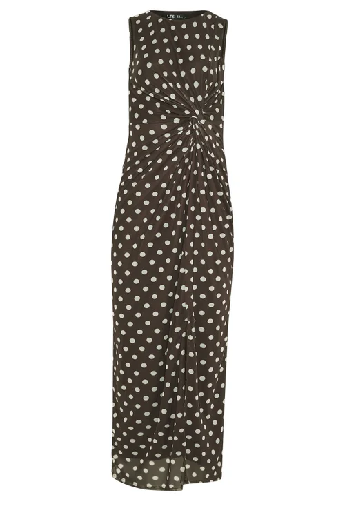 Long Tall Sally Chocolate Brown Polka Dot Twist Maxi Dress - 18 Image 5
