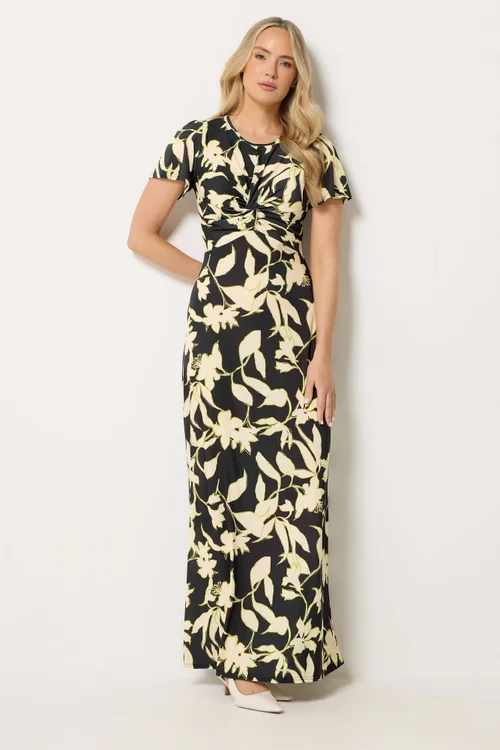 Long Tall Sally Black Floral Twist Front Maxi Dress - 12 Image 1