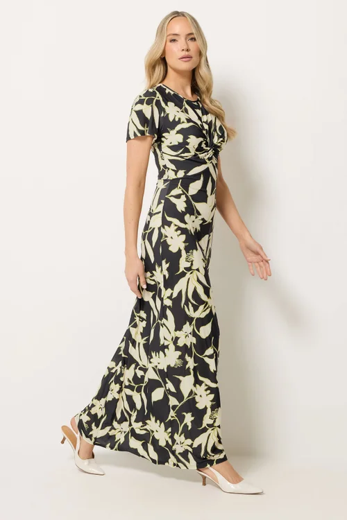Long Tall Sally Black Floral Twist Front Maxi Dress - 12 Image 2