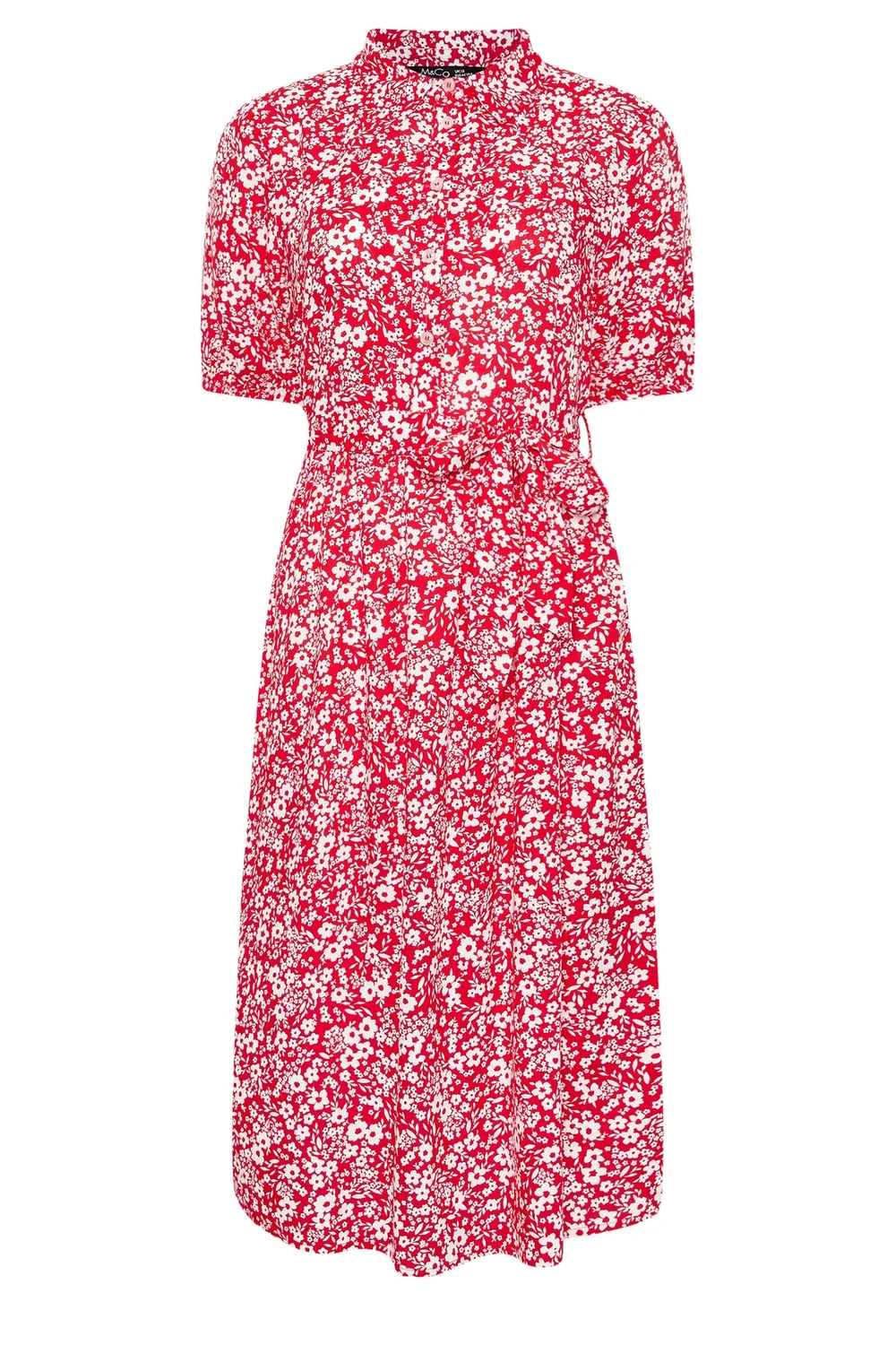 M&Co Petite Red Ditsy Floral Print Dress - 16 Image 5