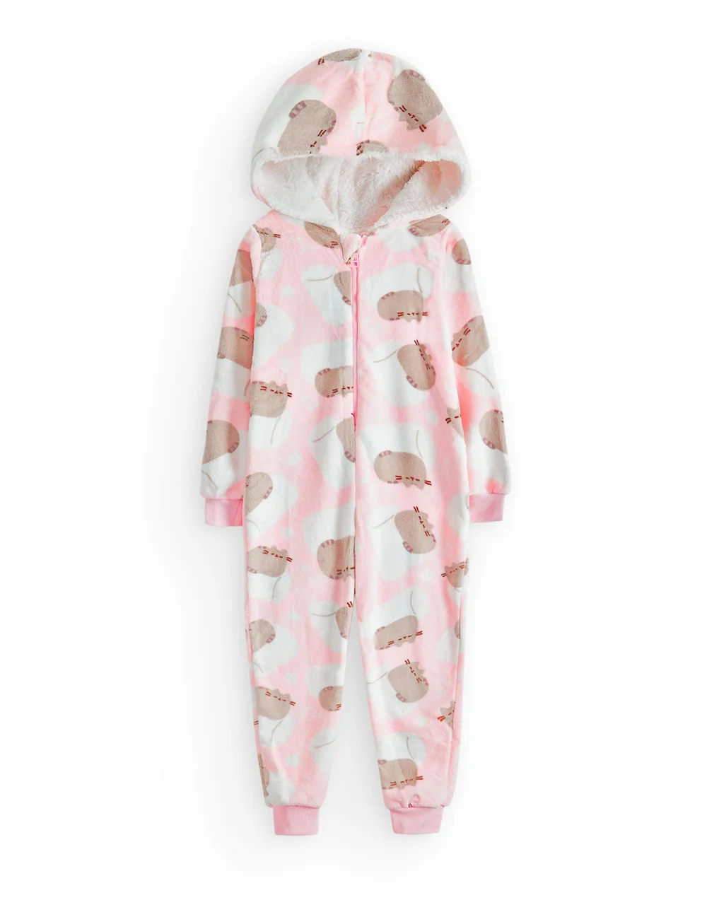 Pusheen Girls Pink All-Over Print With Novelty Ears Onesie (9-14 Years) - 11-12 Yrs Image 1