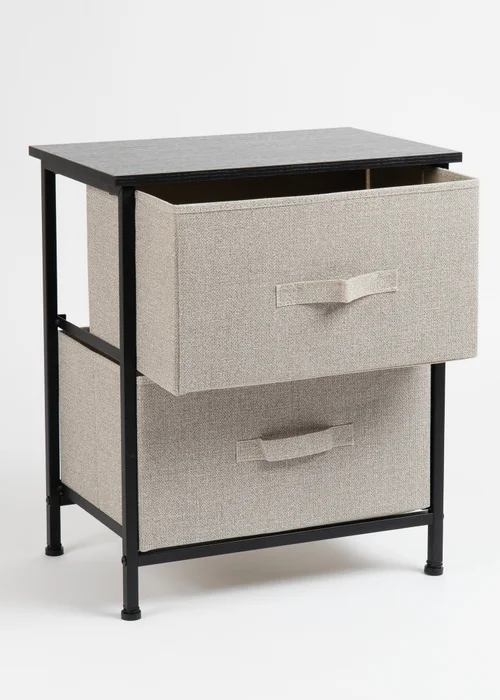 Scottish Everlastings 2 Drawer Black Cabinet with Beige Fabric Drawers - One Size Image 3