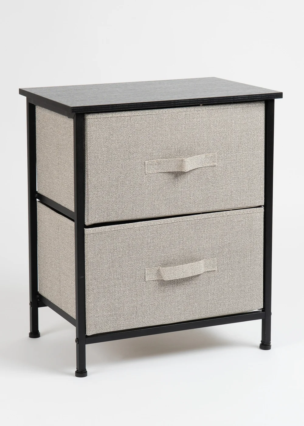 Scottish Everlastings 2 Drawer Black Cabinet with Beige Fabric Drawers - One Size Image 2
