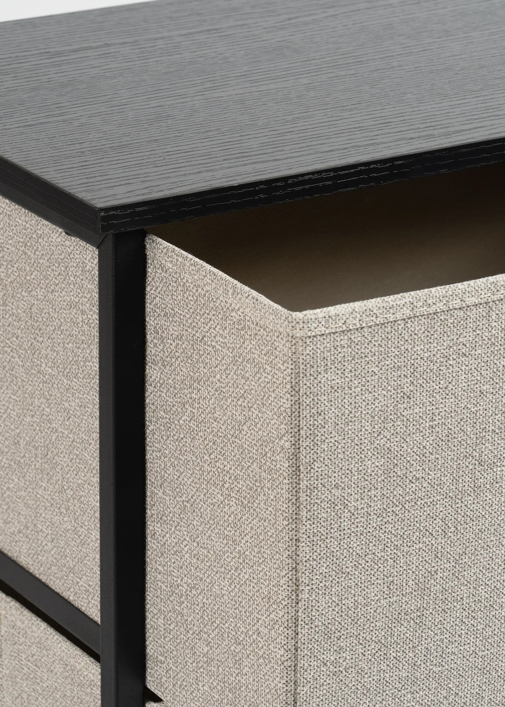 Scottish Everlastings 2 Drawer Black Cabinet with Beige Fabric Drawers - One Size Image 4