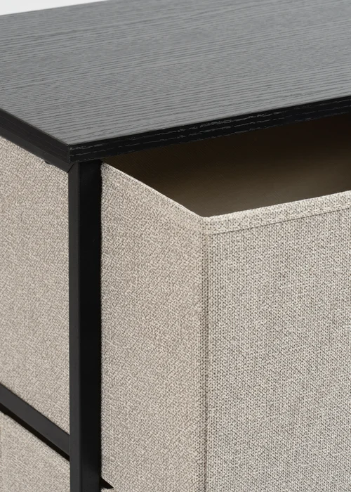 Scottish Everlastings 2 Drawer Black Cabinet with Beige Fabric Drawers - One Size Image 4