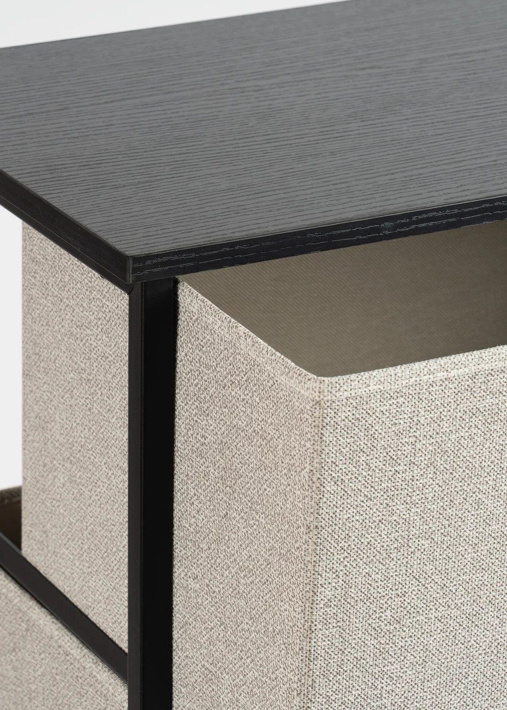 Scottish Everlastings 4 Drawer Black Cabinet with Beige Fabric Drawers - One Size Image 4