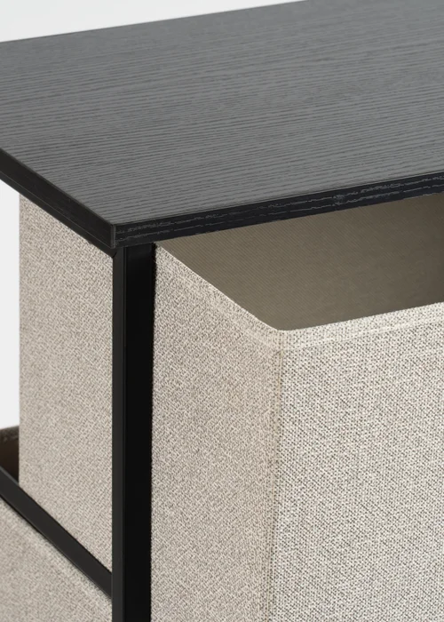 Scottish Everlastings 4 Drawer Black Cabinet with Beige Fabric Drawers - One Size Image 4