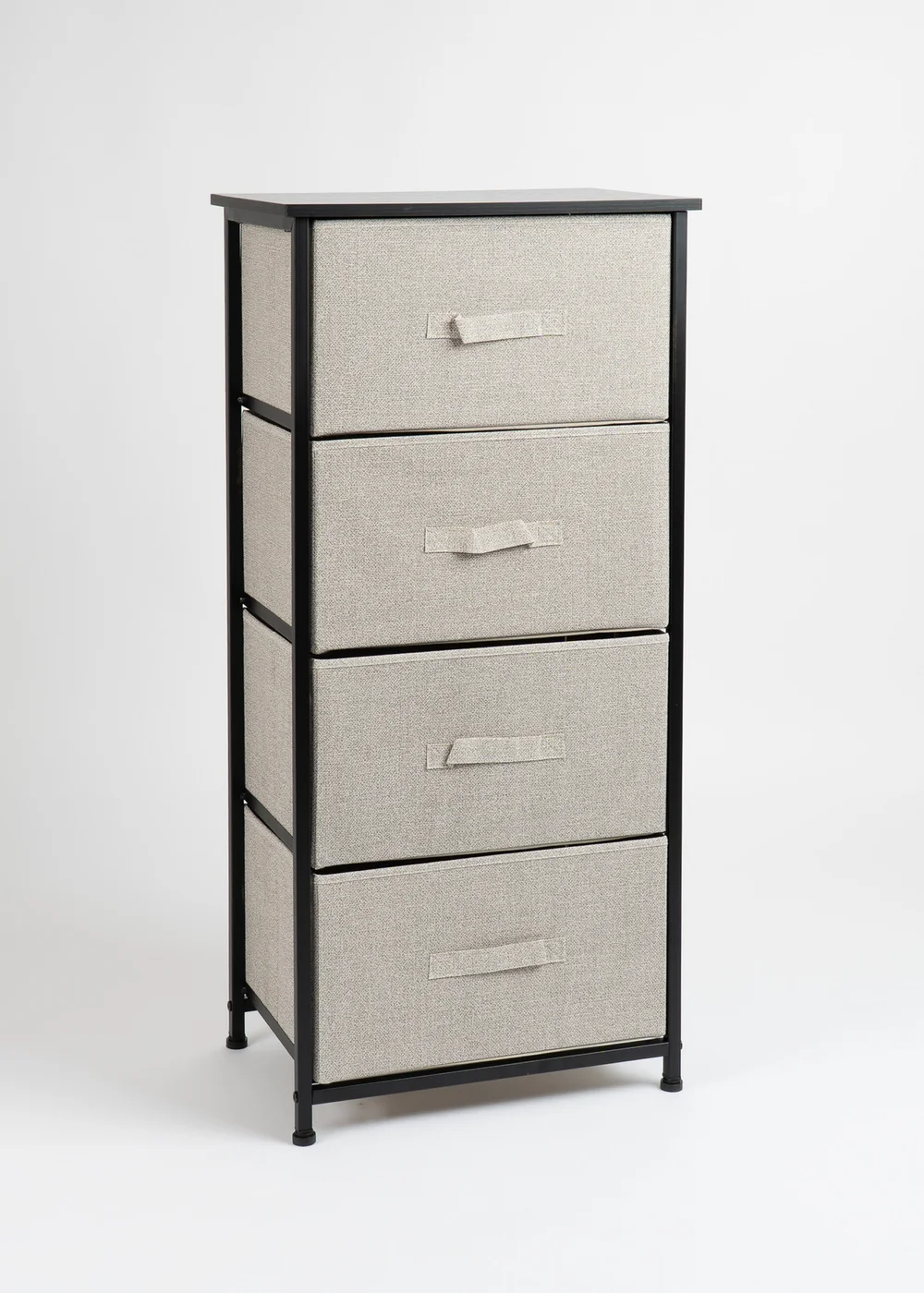 Scottish Everlastings 4 Drawer Black Cabinet with Beige Fabric Drawers - One Size Image 2