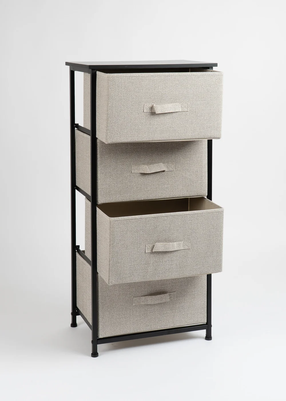 Scottish Everlastings 4 Drawer Black Cabinet with Beige Fabric Drawers - One Size Image 3