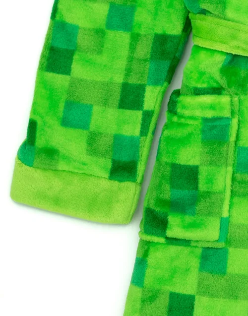 Minecraft Unisex Kids Green Pixel Creeper Novelty Print Bathrobe (5-14 Years) - 13-14 Yrs Image 5