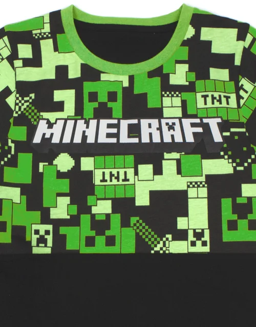 Minecraft Boys Green Camo Short Sleeve Long Leg Pyjama Set (5-14 Years) - 10-11 yrs Image 4