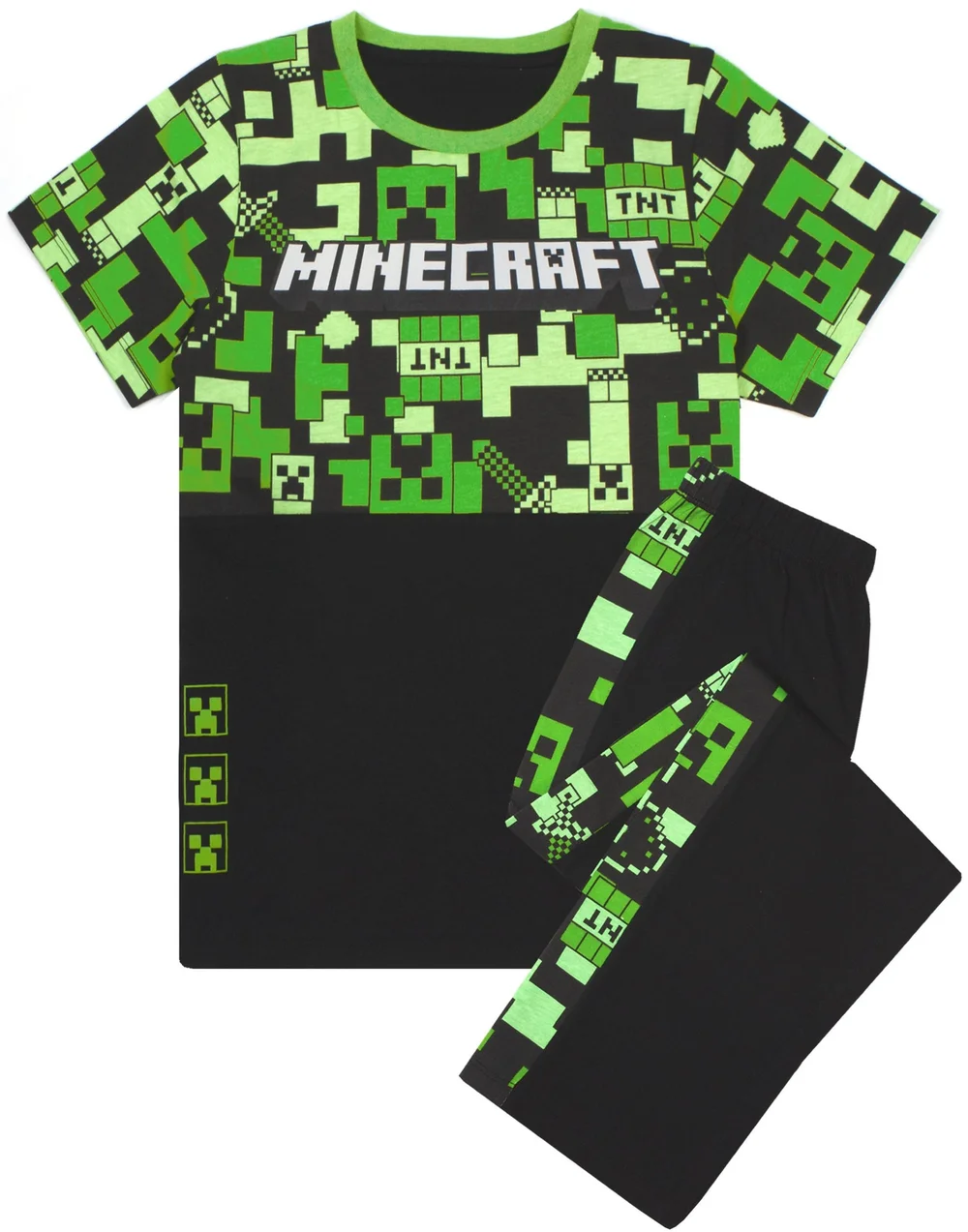 Minecraft Boys Green Camo Short Sleeve Long Leg Pyjama Set (5-14 Years) - 10-11 yrs Image 1