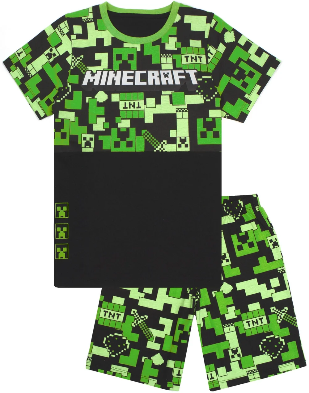 Minecraft Boys Green Camo Short Sleeve Short Leg Pyjama Set (10-11 Years) - 5-6 Yrs Image 1
