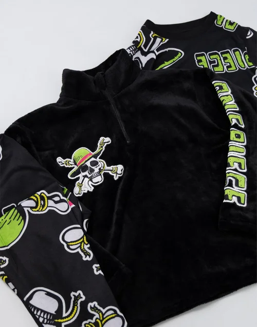 Vanilla Underground One Piece Boys Black Skulls Long Sleeve Long Leg Pyjama & Jumper 3 Piece Set (5-14 Years) - 13-14 Yrs Image 2