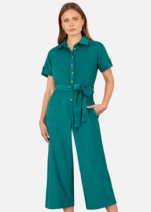 Yumi Teal Cord Relaxed Jumpsuit