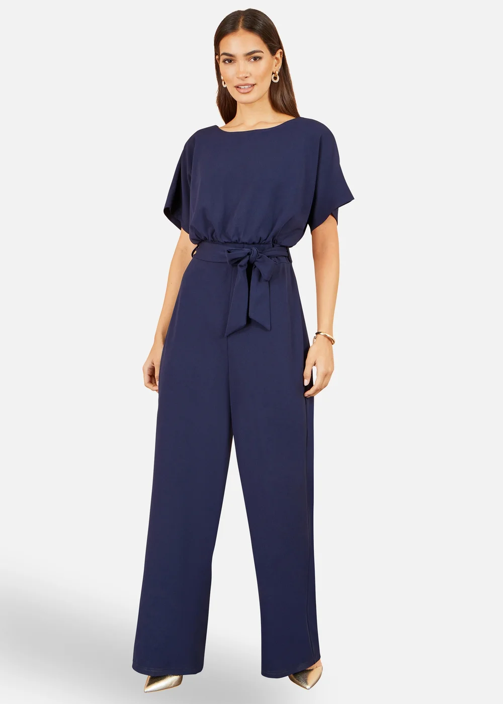 Yumi Navy Batwing Stretch Jumpsuit - 16 Image 1