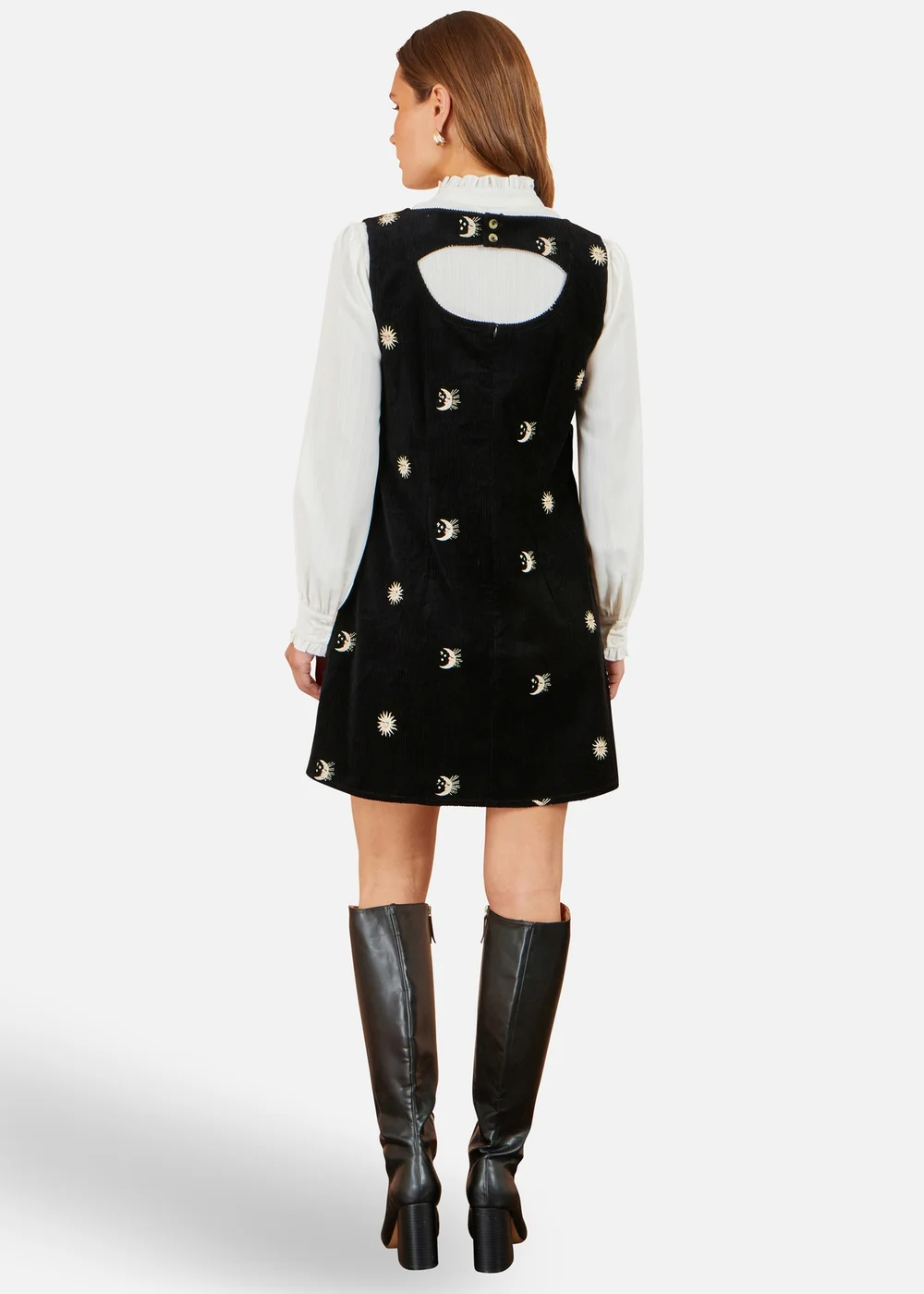 Yumi Black Cotton Cosmic Cord Pinafore dress - 8 Image 3