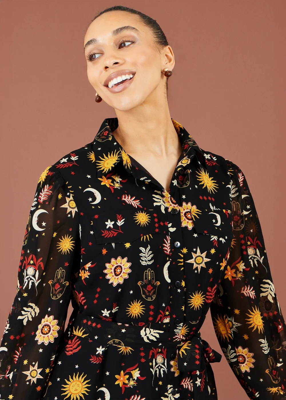 Yumi Black Cosmic Midi Shirt Dress - 20 Image 5