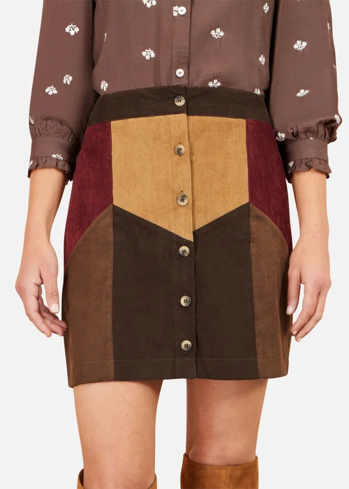 Yumi Multicolour Patchwork Cord Mini Skirt - 8 Image 2