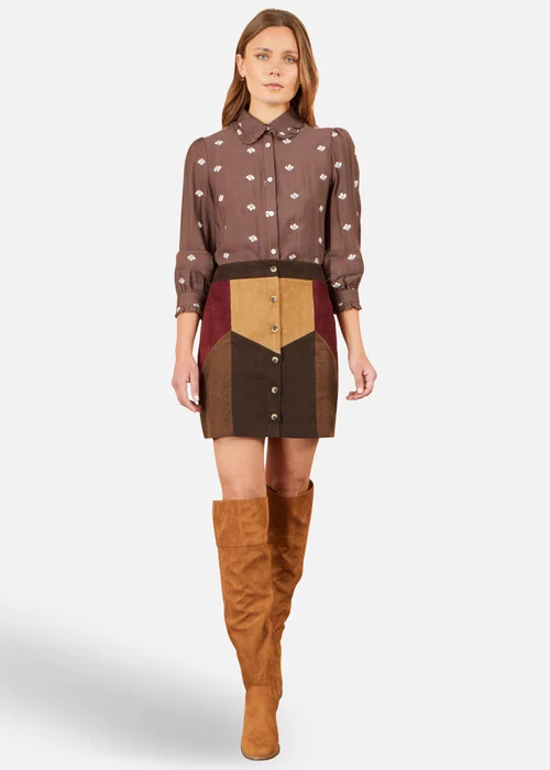 Yumi Multicolour Patchwork Cord Mini Skirt - 8 Image 1