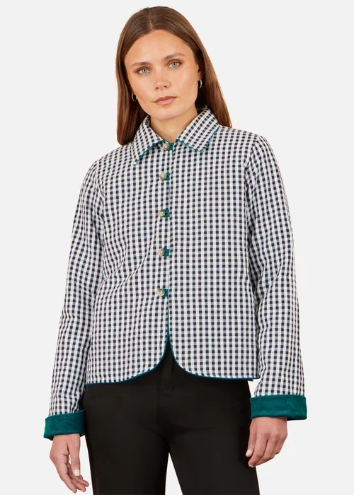Yumi Teal Cord Reversible Gingham Jacket - 12 Image 2