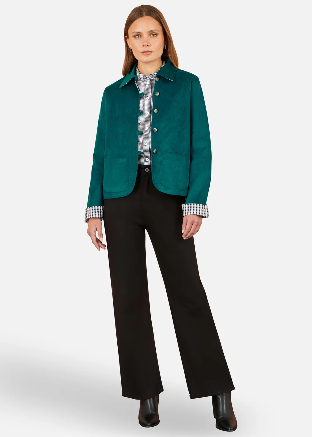 Yumi Teal Cord Reversible Gingham Jacket - 12 Image 3