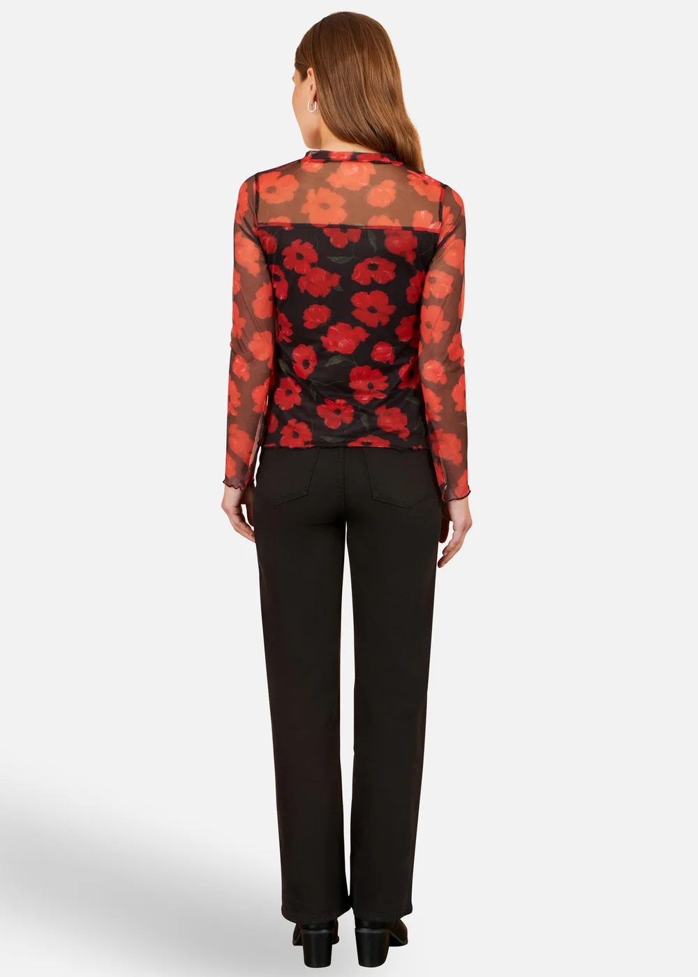 Yumi Black Poppy Mesh Top - 16 Image 2
