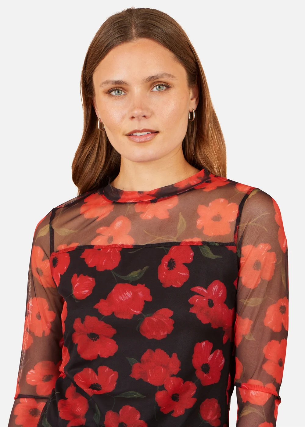 Yumi Black Poppy Mesh Top - 16 Image 3