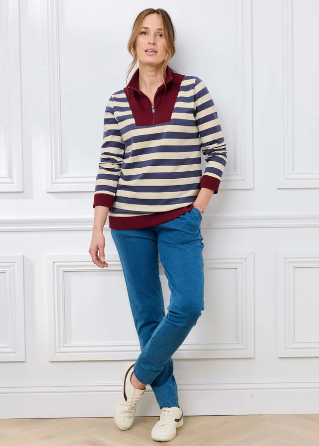 Cotton Traders Airforce Zip Neck Sweatshirt