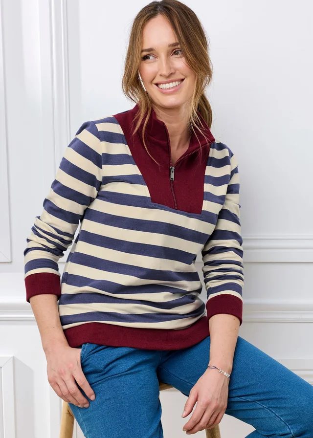 Cotton Traders Airforce Zip Neck Sweatshirt
