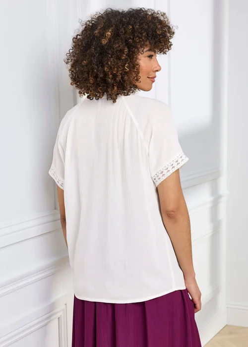Cotton Traders Wild Rose Floral Embroidered Crinkle Top - 12 Image 3