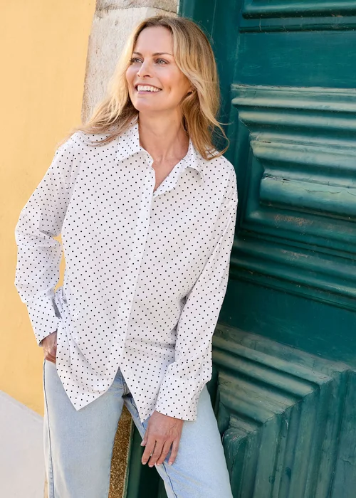 Cotton Traders Ivory Long Sleeve Printed Cotton Shirt - 18 Image 2