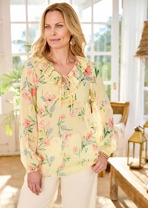 Cotton Traders Soft Yellow Ruffle Blouse - 14 Image 2