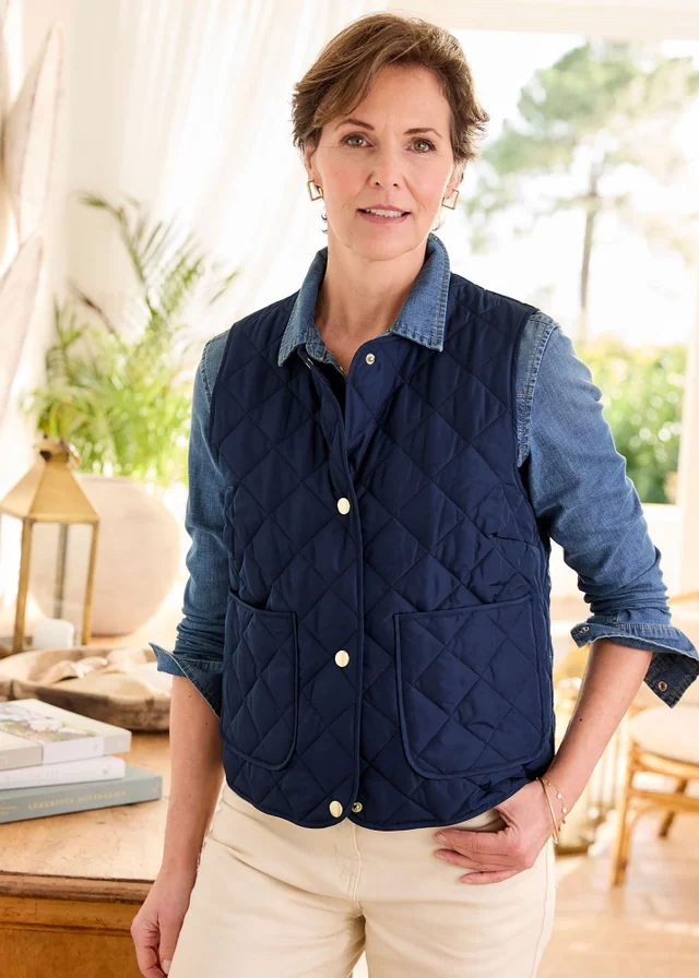 Cotton Traders Navy Quilted Gilet