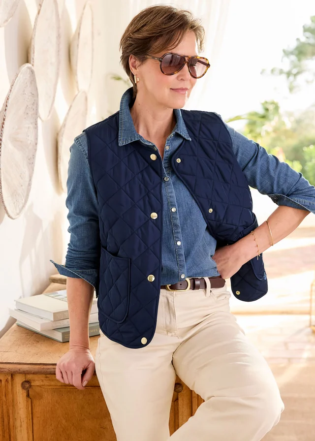 Cotton Traders Navy Quilted Gilet