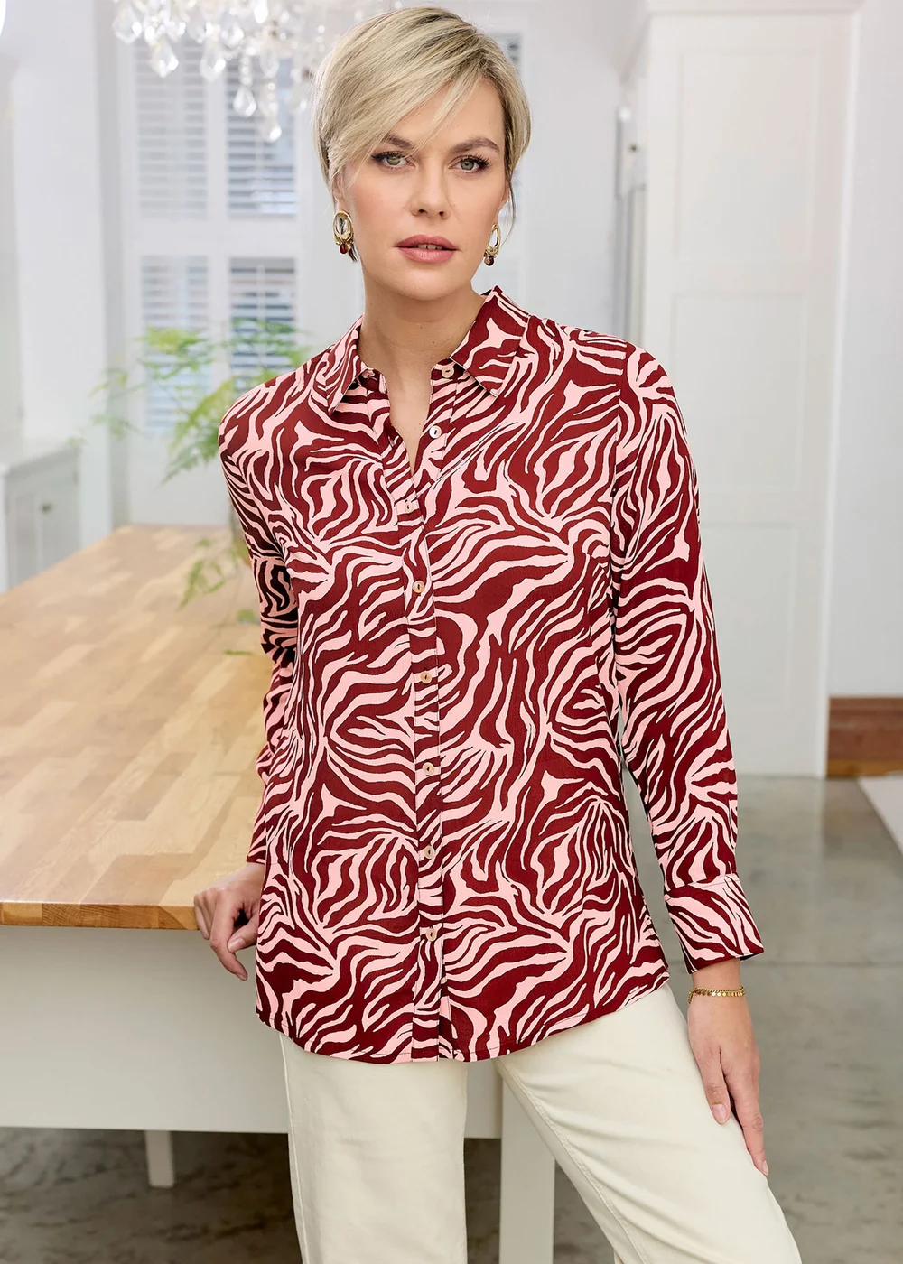 Cotton Traders Vintage Pink Longline Print Blouse - 18 Image 2