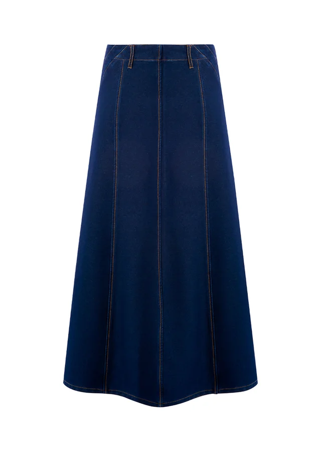 Cotton Traders Indigo Jersey Denim Pull-On Maxi Skirt