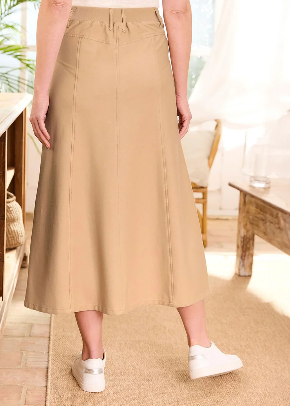 Cotton Traders Light Camel Jersey Denim Pull-On Maxi Skirt - 24 Image 4