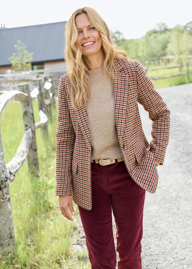 Cotton Traders Light Camel Check Blazer