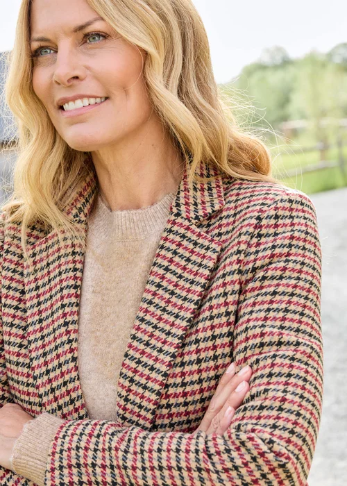 Cotton Traders Light Camel Check Blazer - 22 Image 4
