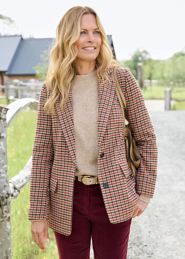 Cotton Traders Light Camel Check Blazer