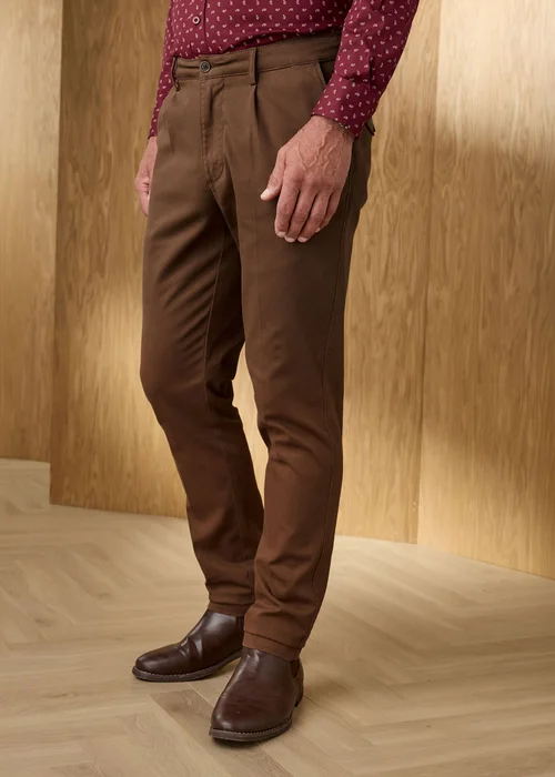 Cotton Traders Dark Brown Signature Dobby Texture Chino - 20 Image 1