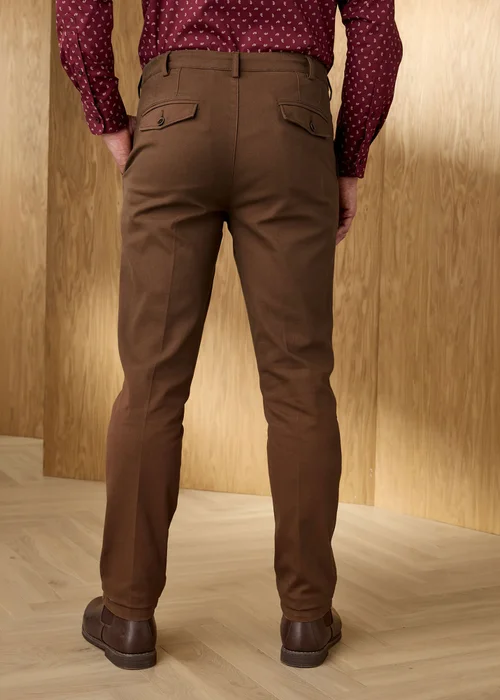 Cotton Traders Dark Brown Signature Dobby Texture Chino - 20 Image 3