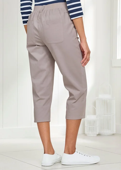 Cotton Traders Dove Grey Wrinkle Free Pull On Crop Trousers - 24 Image 2